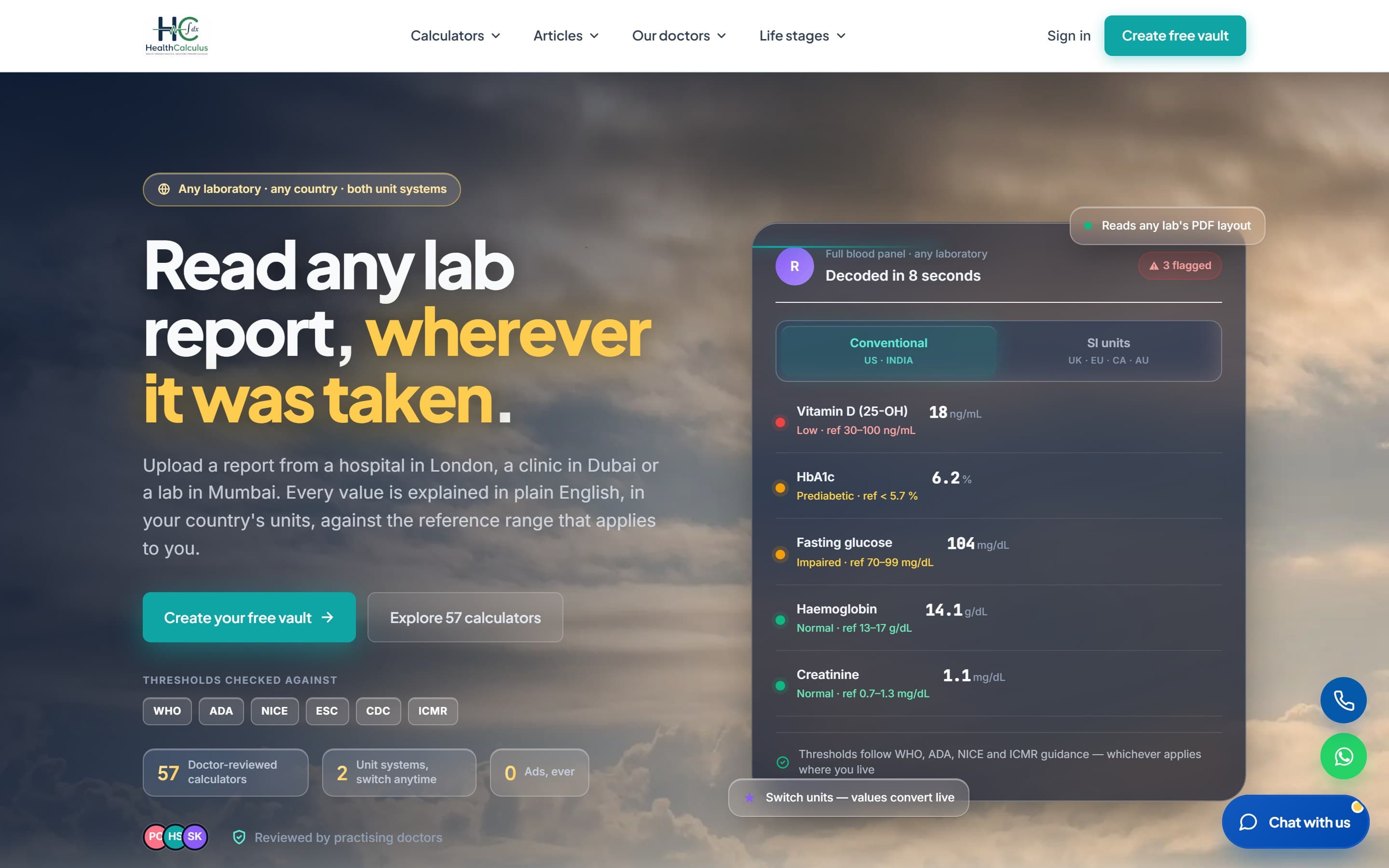 HealthCalculus — family health portal we built