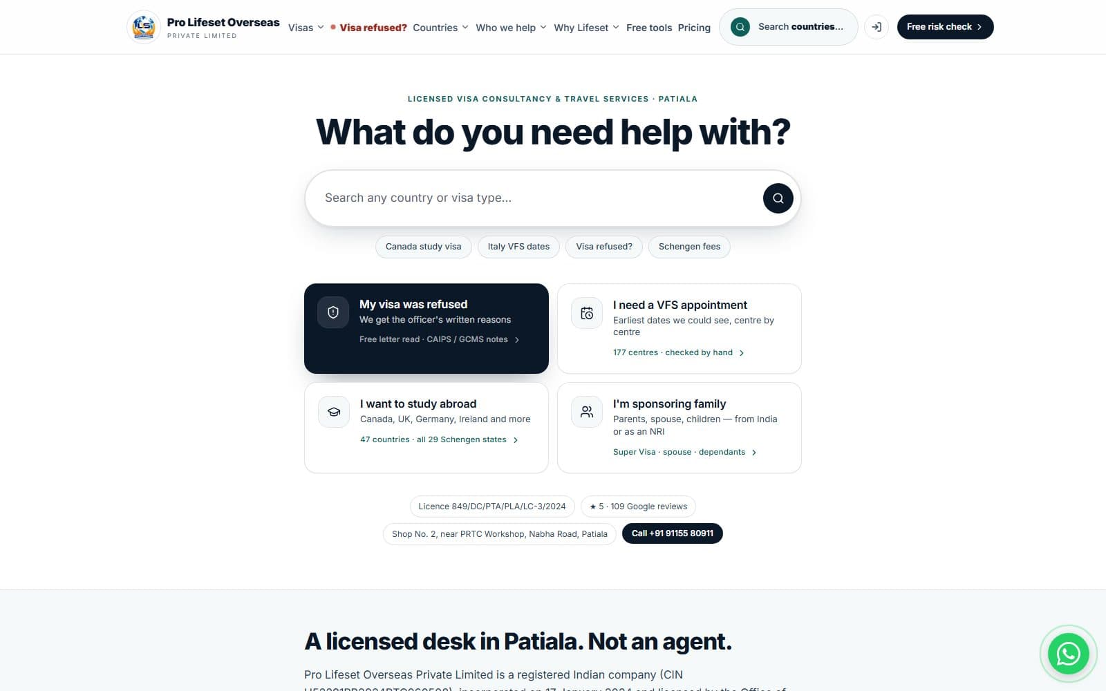 Lifeset Overseas — PTA-licensed immigration consultancy with client portal + 8-country playbook