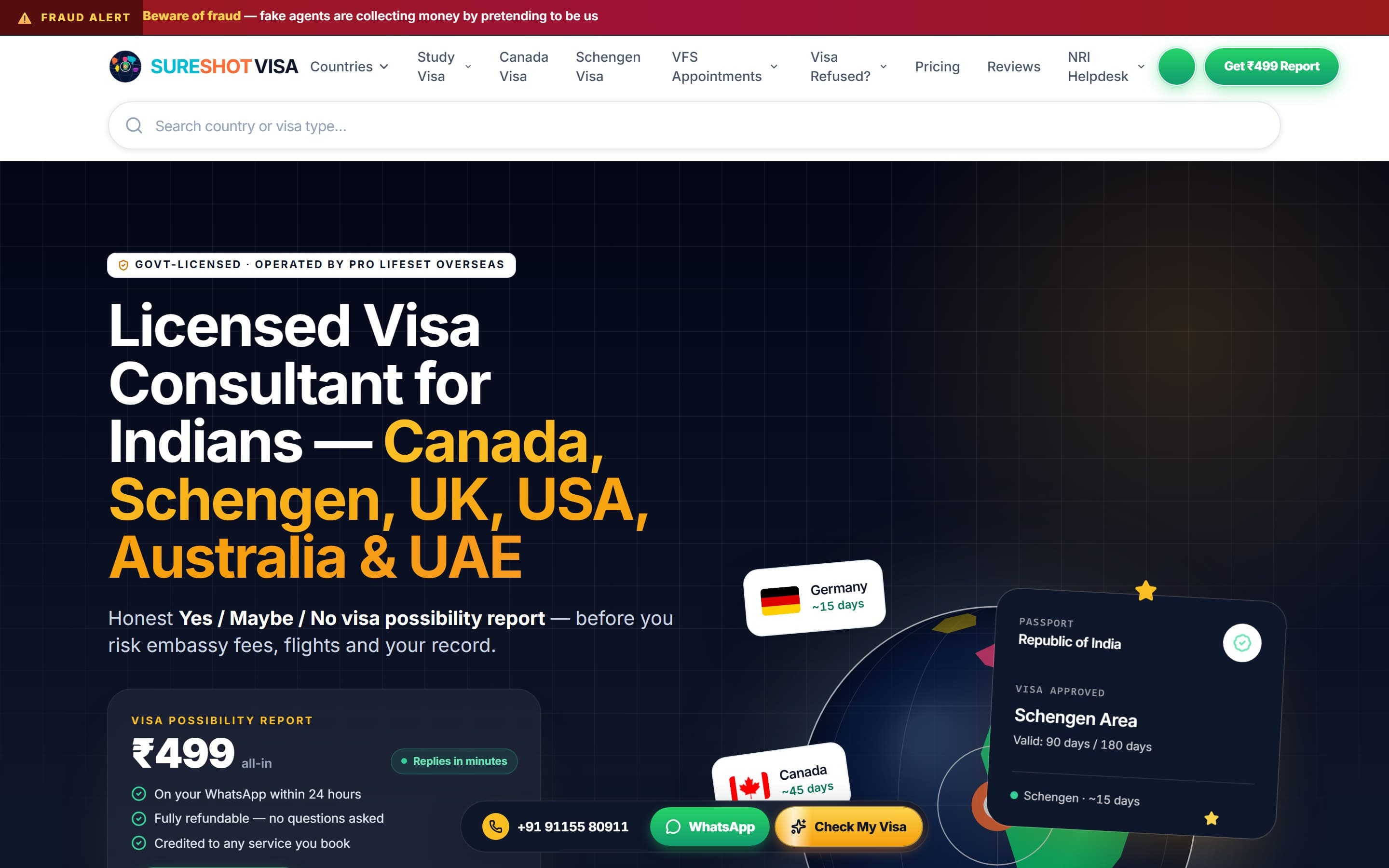SureshotVisa — visa consultancy webapp we built